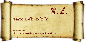 Marx Lázár névjegykártya